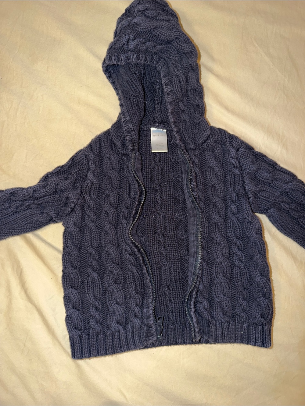 Gymboree Cable-Knit Hooded Zip Sweater - Navy Blue
